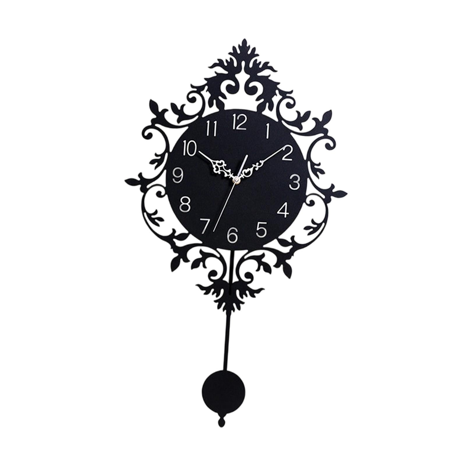 Magideal - Reloj De Pared Con Péndulo, Adorno De Pared Acrílico Estilo Retro Europeo, Silencioso, Decorativo Para Habitación Infantil, Estudio O Decoración Del H