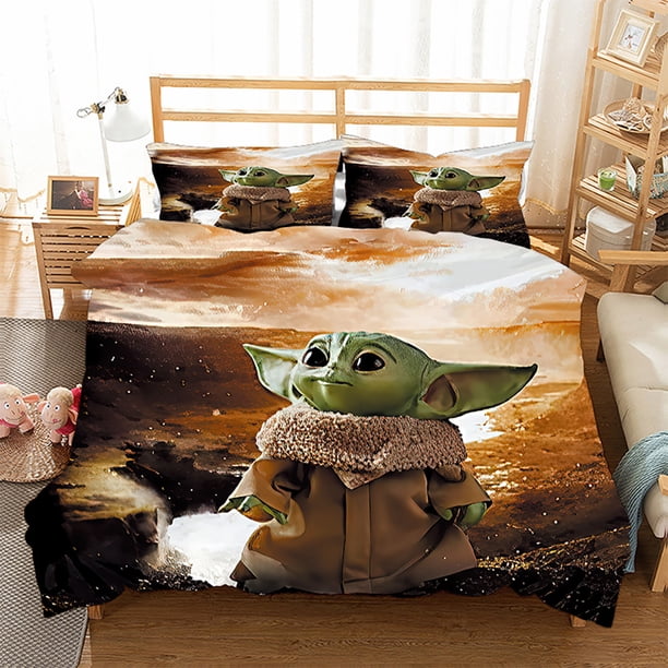 Star-Wars Yo-da 3 Pcs Comforter Set with 2 Pillowcases,Star-Wars Yod-a Bedding Set Sheet Set for Kids Adults,All Season Lightweight