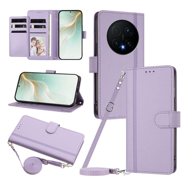 Funda Tipo Libro para Honor Magic 8 Pro con Ranuras para Tarjetas, Morado Claro