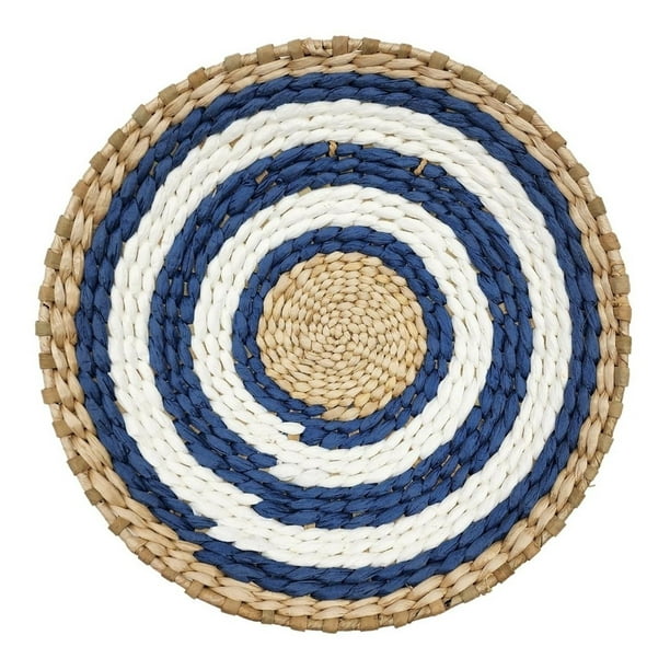 Circulo Decoración De Mimbre Para Pared Casa Terraza Variado azul