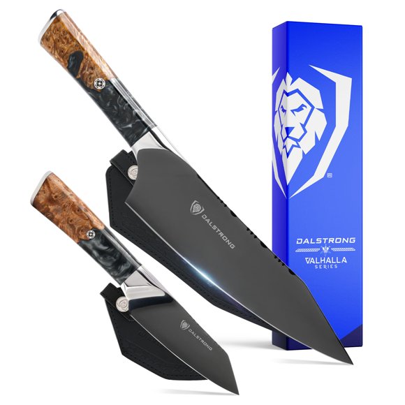 Juego de cuchillos Dalstrong 20 cm y cuchillo de pelar, recubierto negro de TiN