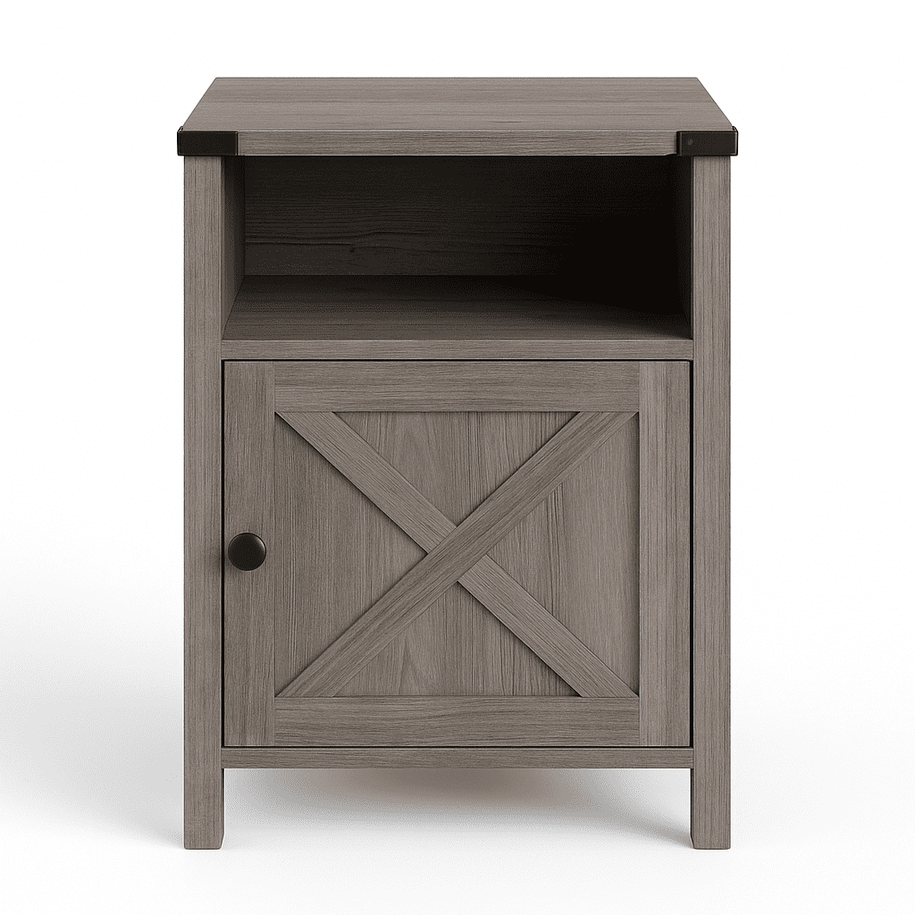 Space Home - Velador Vintage Con Puerta Granero Y Repisa Abierta