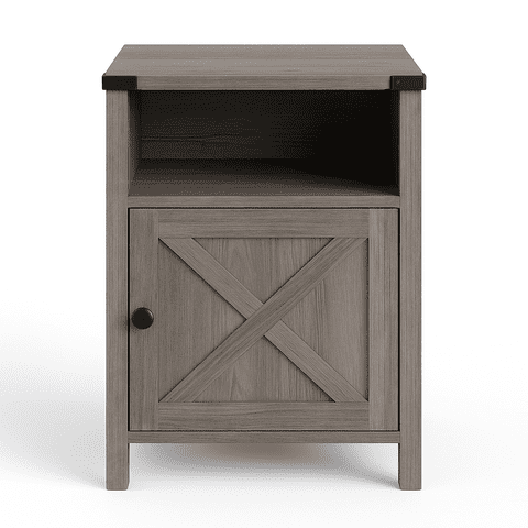 Space Home - Velador Vintage Con Puerta Granero Y Repisa Abierta