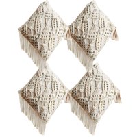 Genérico - Pack De 4 Fundas De Cojin Estilo Bohemio 45X45 Cm Blanco 06