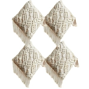 Genérico - Set De 4 Fundas De Cojin Estilo Bohemio 45X45 Cm Blanco 06