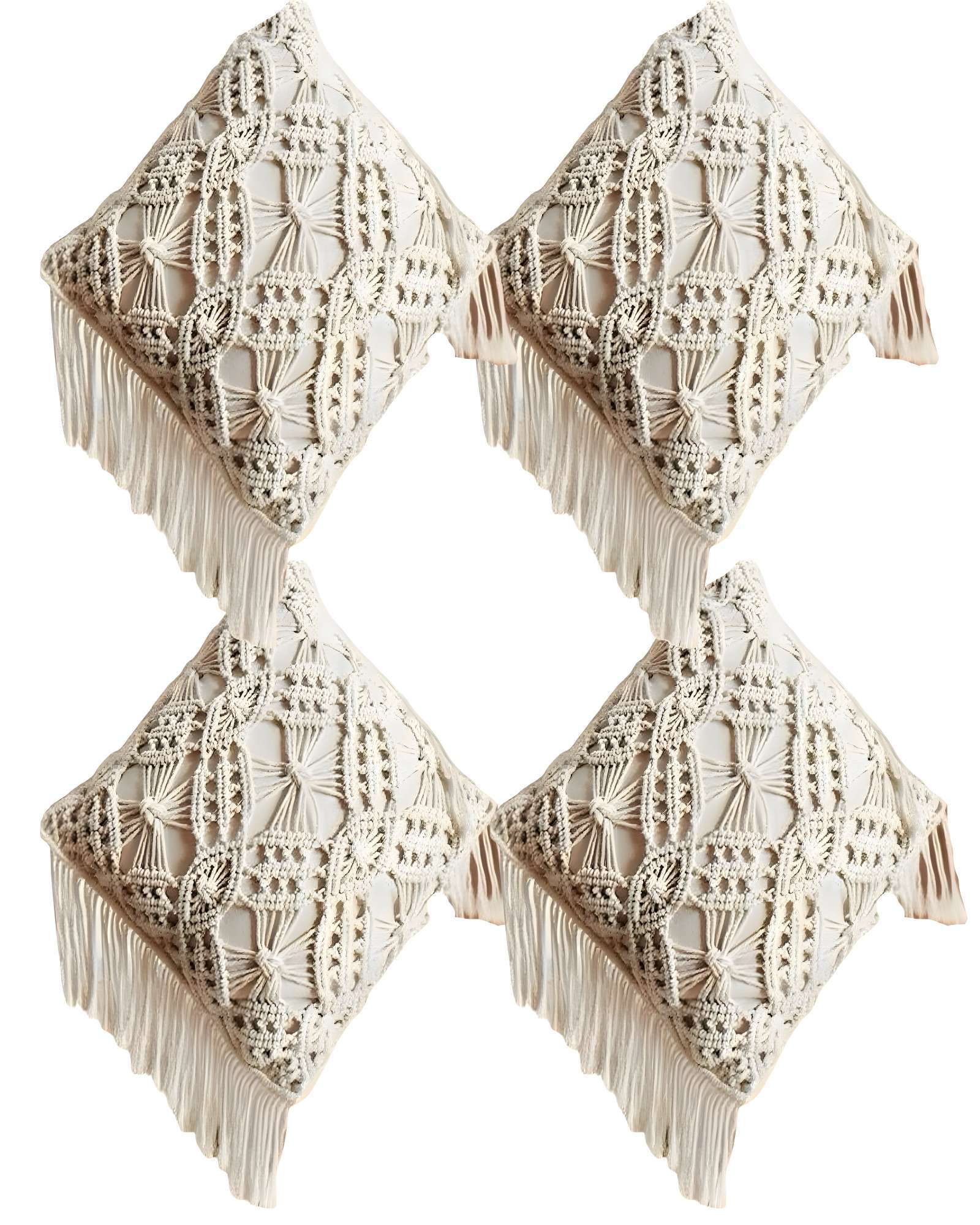 Genérico - Pack De 4 Fundas De Cojin Estilo Bohemio 45X45 Cm Blanco 06