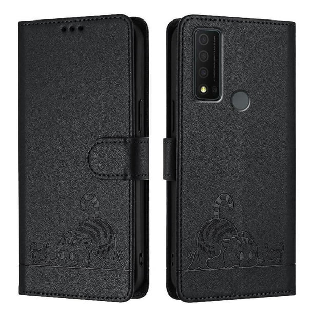 Funda tipo cartera FOXDOCK para TCL 30 XE 5G con soporte, ranuras, RFID, diseño de gato