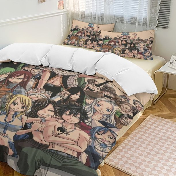 Fairy Tail Anime Home Bed 3-piece Set Classic Japanese Anime Polyester Wash Student Dormitory Set