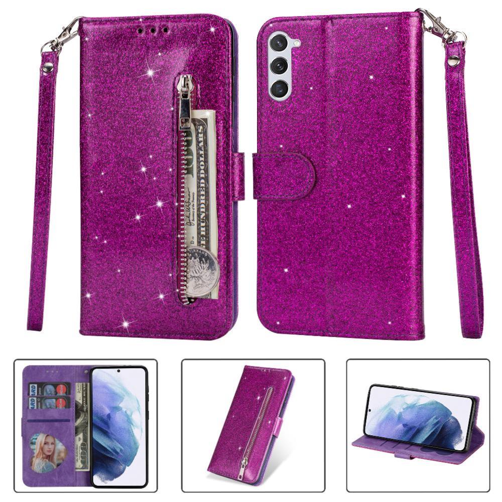 Funda Para Foxdock Elegante Funda Samsung Galaxy S23 Plus Glitter Con Cremallera-Ideal Para El Uso Diario