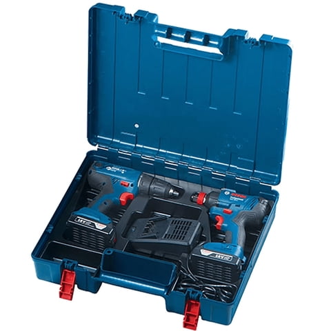 Bosch - Pack 18V Taladro Percutor Atornillador Inalámbrico Gsb 180-Li + 1 Llave De Impacto Inalámbrico Gdx 180-Li