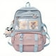 thumbnail image 1 of Get Ready for School with Our Kawaii Colorblock Backpack - Cute Cartoon Nylon Bookbag with Clear Front Pocket, 1 of 4