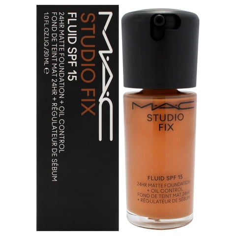 Base Mac Studio Fix Fluid Spf 15 24Hr Matte Foundation Plus Control De Aceite Nw45 Medium Mahoghany Con Tonos Rosados 30Ml Mujer