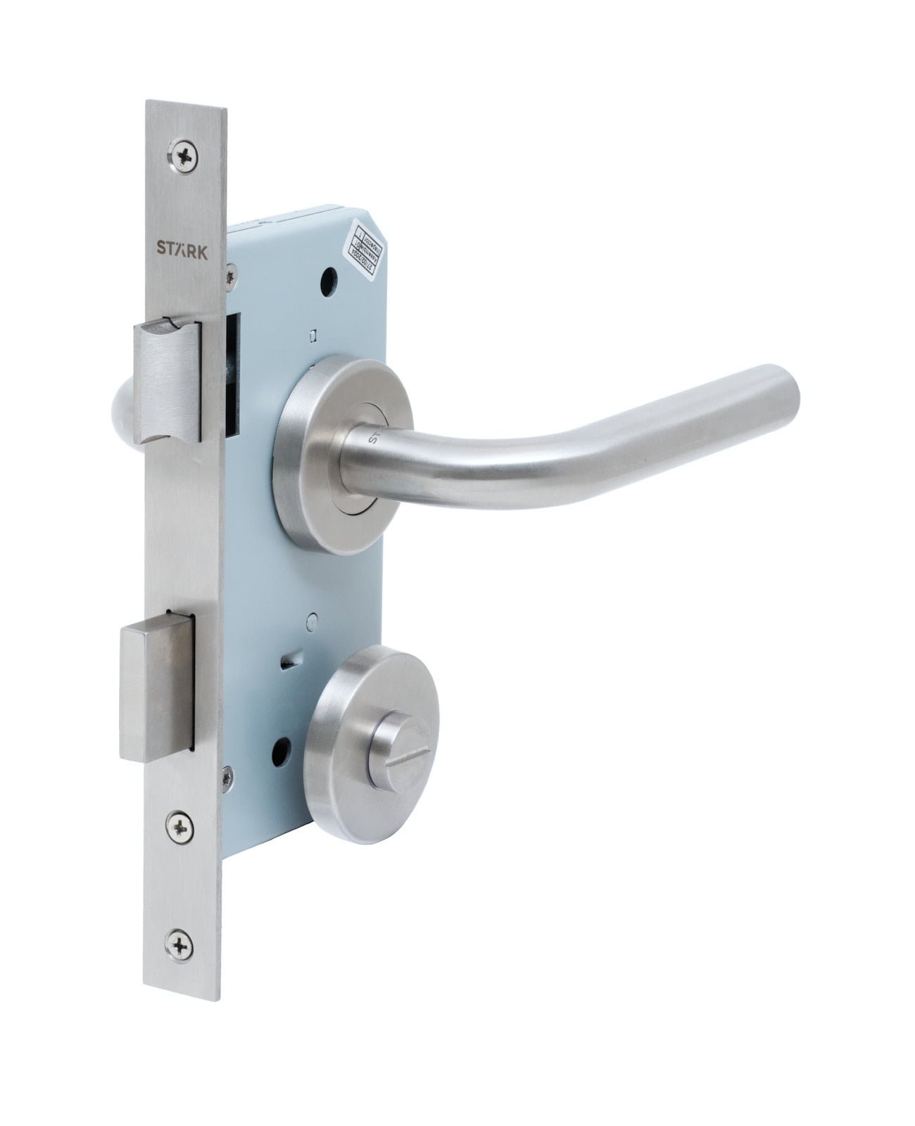 Stark Design - Cerradura De Embutir Función Baño, Seguro Interior / Ranura Emergencia Exterior. Manillas Modelo: Marti. (Acero Inoxidable 304). Sku: Sde230-Ai.Kit.Marti