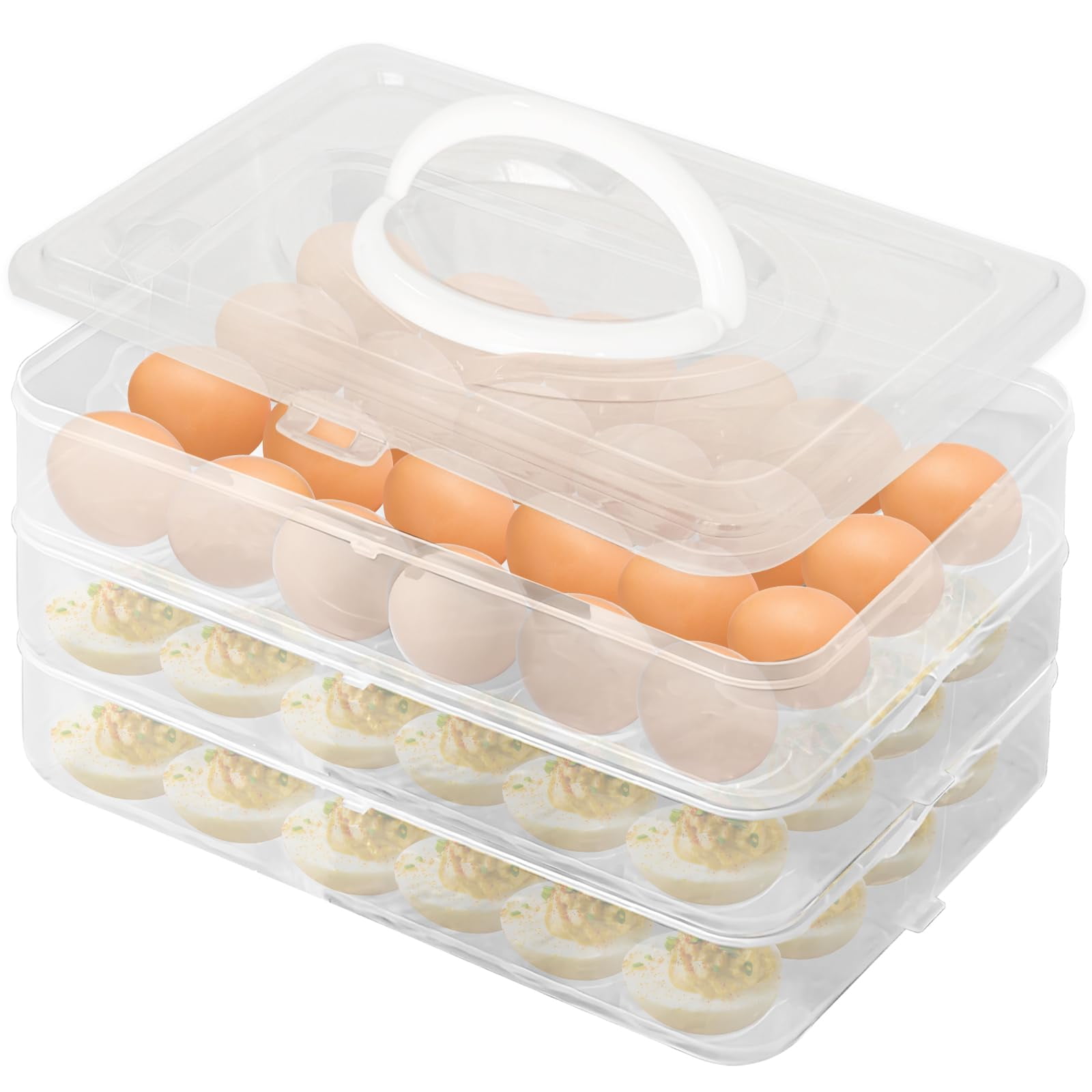Soporte Para Huevos Ojyudd, 3 Capas, 72 Huevos, Plástico, 31 X 23 X 18 Cm