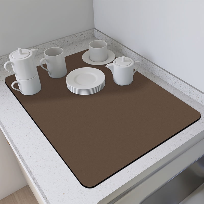Xmhytop - Tapete Secador De Platos Para Encimera Aislador Térmico Con Base Antideslizante De Goma Altamente Absorbente Fácil De Limpiar Caqui 16 X 18cm
