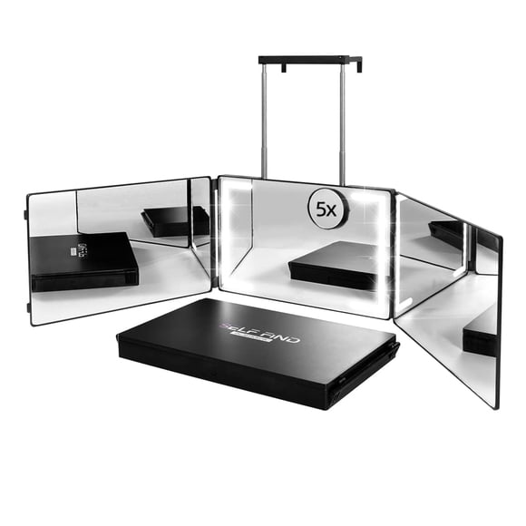 Espejo de 3 paneles para cortarse el cabello uno mismo con aro de luz Warive Find-3