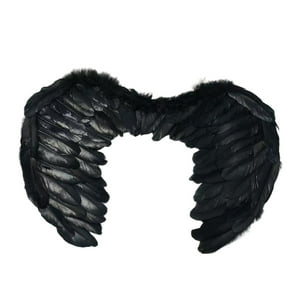 Alas Angel Pluma Color Negro 44X35 Cm Halloween Big Party