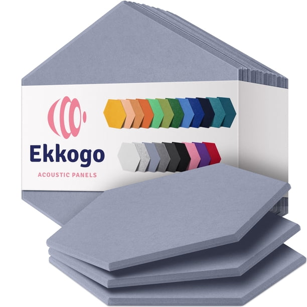 Paneles acústicos Ekkogo, 12 unidades, 14 x 30,7 x 1 cm, insonorizados, color gris oscuro