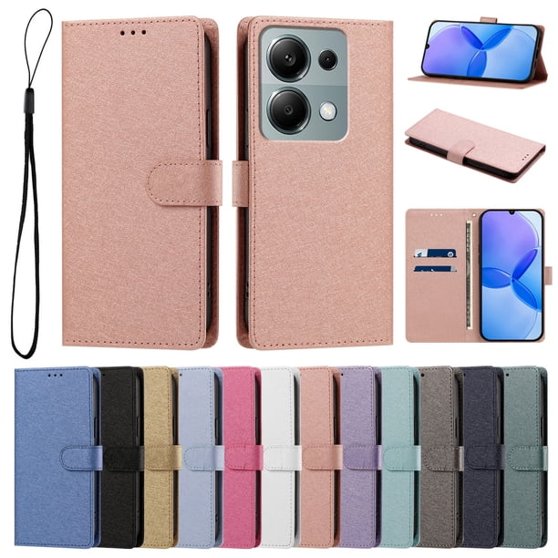 Cartera para Xiaomi Poco M6 Pro 4G con Soporte y Correa, Rosa