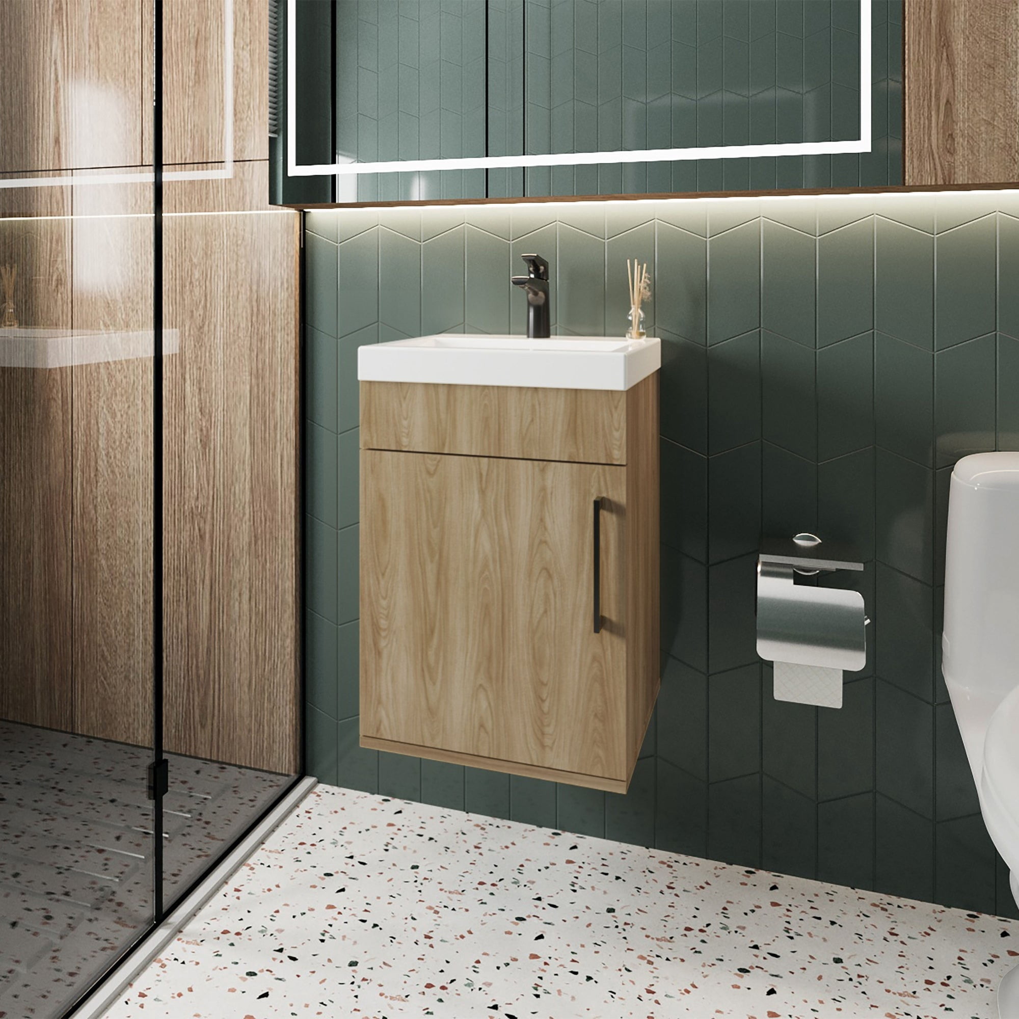 Tuhome - Vanitorio Flotante Oxford 1 Puerta Fresno