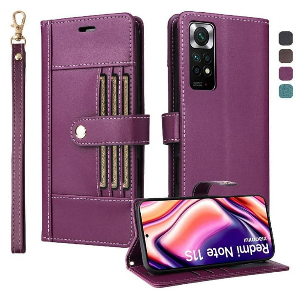 FOXDOCK Funda tipo Cartera para Xiaomi Redmi Note 11s – Cubierta de Cuero PU con Múltiples Ranuras, Bolsillo para Efectivo y Correa de Muñeca