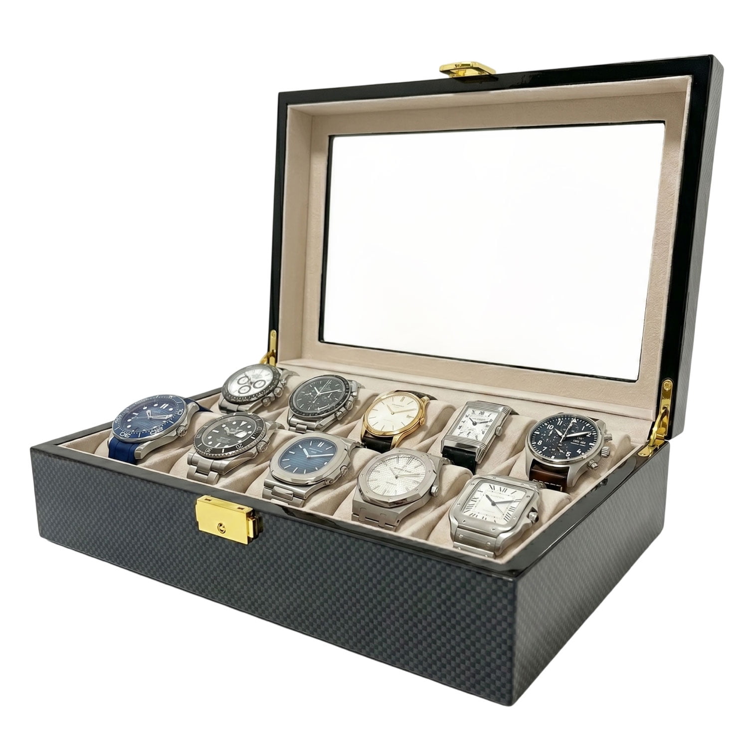 Mundo Online - Caja Estuche Organizador De Reloj 10 Relojes Negro