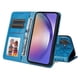 thumbnail image 3 of Funda tipo cartera FOXDOCK para Samsung Galaxy A55 , diseño girasol en relieve, cuero PU, cierre magnético, soporte y tarjetero, 3 of 5