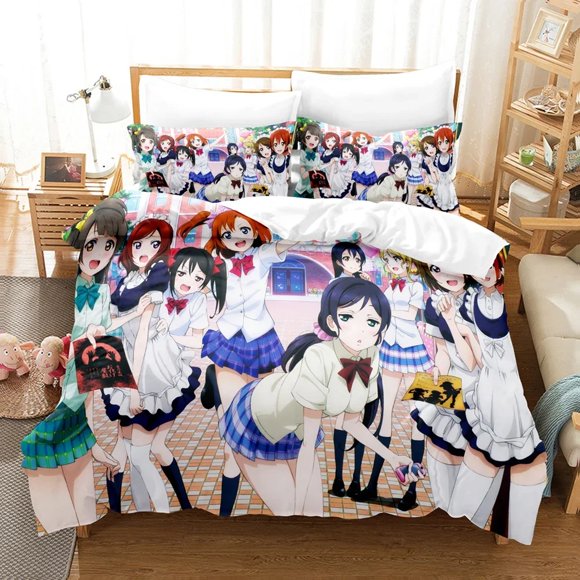 Cartoons LoveLive! School idol project Bedding Sets Duvet Cover Set With Pillowcase Full Bedclothes Bed Linen Bed Sheets