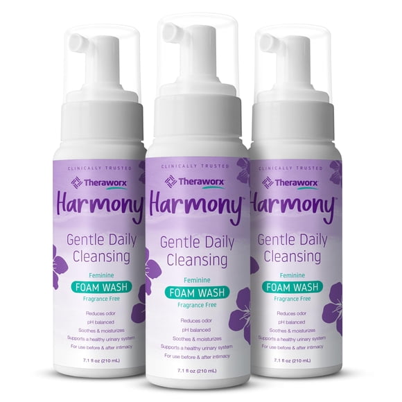 Espuma de cuidado femenino Theraworx Harmony, limpieza suave, 210 ml, paquete de 3