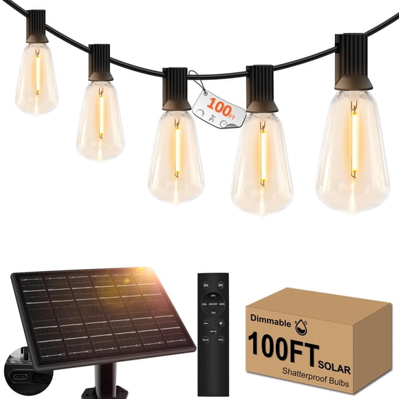 Luces solares de guirnalda GHUSTAR 30 m, panel solar de 3,5 W y control remoto