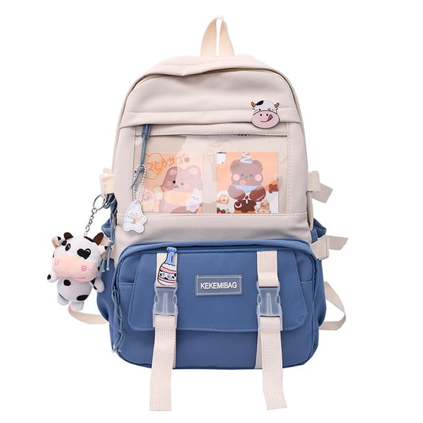 Get Ready for School with Our Kawaii Student Backpack - Simple Preppy Style with Front Pocket for Easy Access