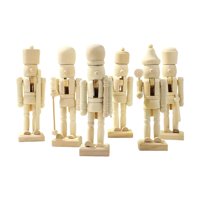 Bothyi - 6 Cascanueces De Madera Navideños Para Pintar, Ideales Para Fiestas Y Entradas De Casa.