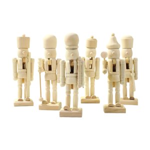 Bothyi - 6 Cascanueces De Madera Navideños Para Pintar, Ideales Para Fiestas Y Entradas De Casa.