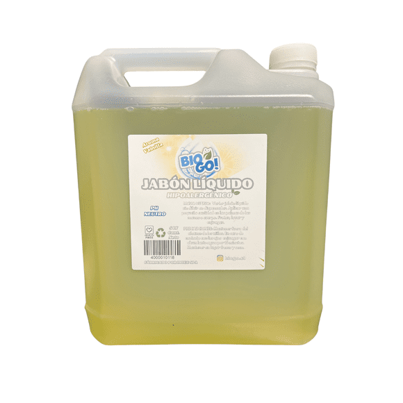 Jabon Liquido Neutro Glicerina Bio Go Vainilla 5 Litros Eco Unidad