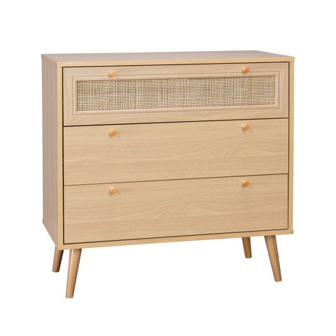 Relan - Cómoda Con Ratán Top Living Calcuta Cajonera De 3 Cajones