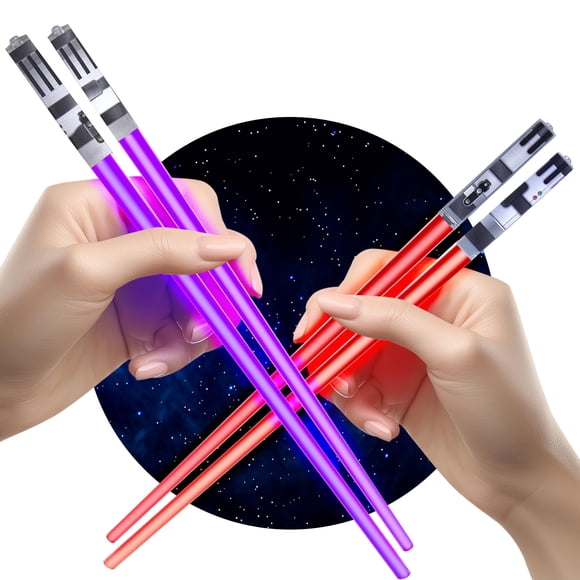 Juego de palillos ChopSabers Light Saber, 2 pares, rojo y morado