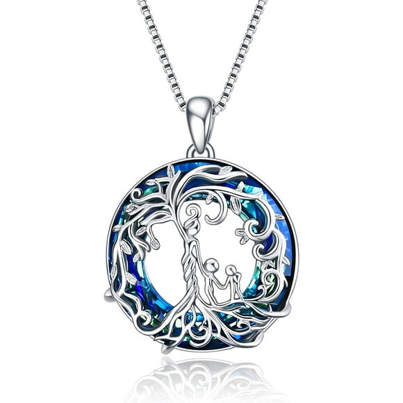 Collar mamá dos hijos cristal plata 925