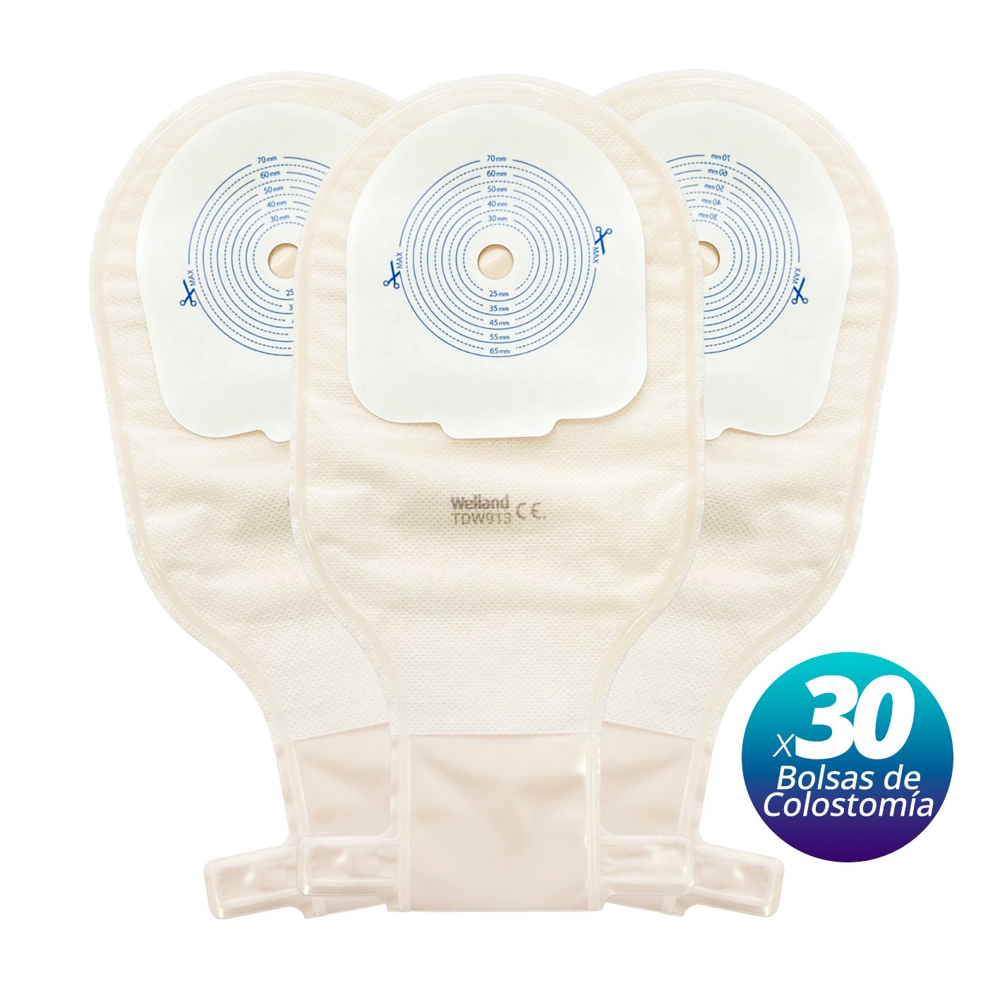 Topmedic - 30X Bolsa Colostomia Ostomia Drenable Filtro Anti Olor Y Gases