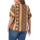thumbnail image 3 of Agnes Orinda Blusas Casuales de Talla Grande para Mujer, Tops de Verano para Escuela y Universidad, Boho con Cordón y Borlas, Cuello en V, Manga Corta, Estampado Floral, 4X Marrón, 3 of 6