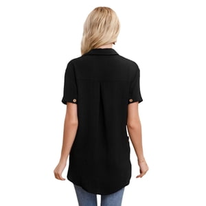 Likeshop - Blusa Mujer Manga Corta Algodón Botones 0055
