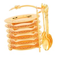 Magideal - De Platos Y Cucharas De Cocina Platos De Postre Para Ensaladas, Reutilizable, De Vajilla Chapada En Oro, Soporte Para Platos De