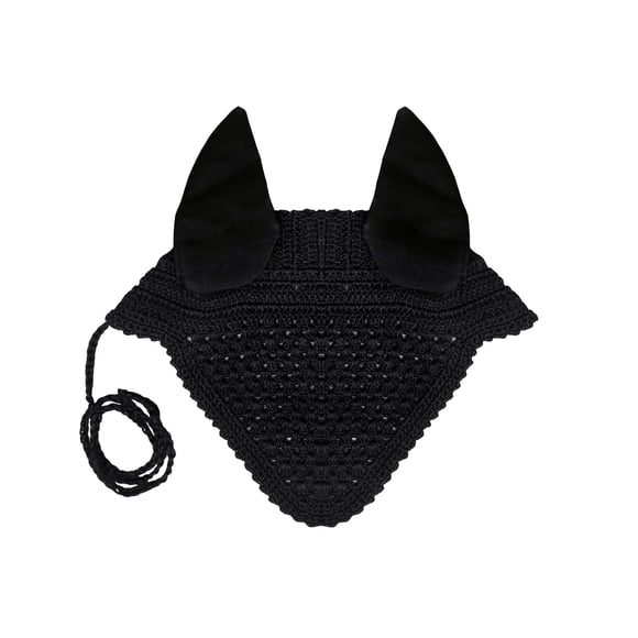 Gorro Horse Fly Equine Care, tamaño completo, de algodón negro, tejido a ganchillo