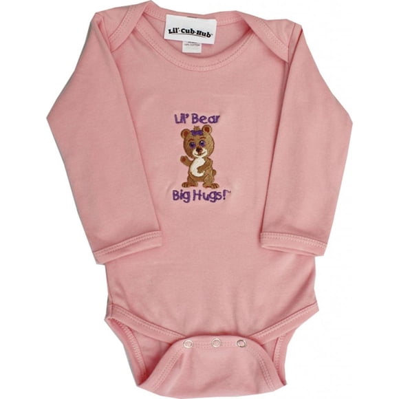 Pelele para bebé niña Lil' Cub Hub de manga larga, oso rosa, 6-12 meses