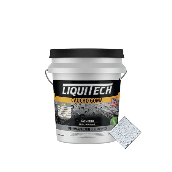 Pintura impermeabilizante sustentable y Transitable Cauchogoma Liquitech Blanco 20 Lts.