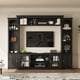 thumbnail image 2 of All-in-One Modern TV Stand with Bookcase for TVs Up to 65-inch, Entertainment Center with 4 Adjustable Shelves,Tempered Glass Doors, Display Storage Cabinet, Ample Storage Space TV Stand, 2 of 3