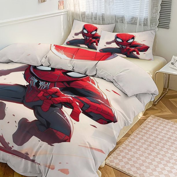 Spiderman 'Saving The Day' Microfiber 3-Piece Bedding Set (1 Duvet Cover + 2 Pillow Shams)Kids Bedding Bed Sheets