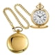 thumbnail image 1 of Reloj de bolsillo Alwesam de cuarzo liso dorado con cadena de 37 cm, 1 of 7