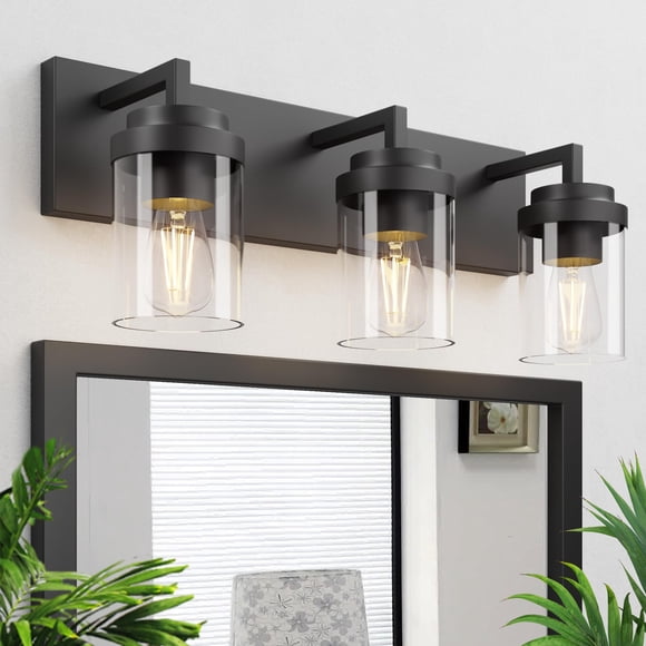 Lámpara de tocador para baño Espird de 3 luces, negro mate, 56 cm