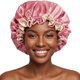 thumbnail image 1 of Gorro Pretty Robes de Satén de Seda Rosa/Champán, 1 of 6