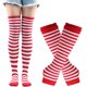 thumbnail image 1 of suxuMhao Juego de Calcetín y Guantes a Rayas, Calcetas Delgadas a Rayas por Encima de la Rodilla con Guantes Suaves y Elásticos sin Dedos, Mezcla Transpirable de Poliéster y Algodón, Rojo y Blanco,, 1 of 1